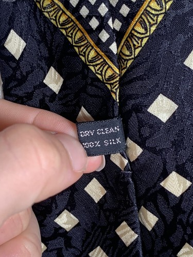 Vintage GIANNI VERSACE Necktie Black White Gold Silk Tie Made In Spain Mens - Picture 7 of 10