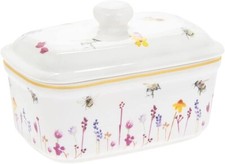 Leonardo China Butter Dish Water Colour Busy Bees Design by Jennifer Rose