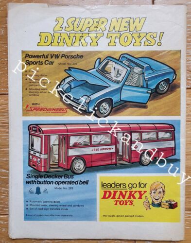 Dinky toys 1970s vintage advert picture Porsche VW speedwheels car bus original - Picture 1 of 3