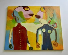  Expressionist Portrait of Two Friends 30"