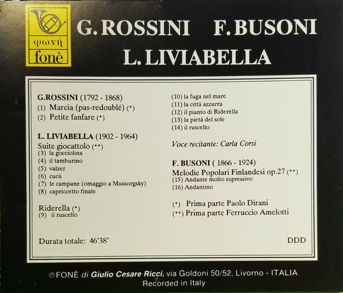 Rossini, Busoni, Liviabella - Duo Pianistico Dirani - Amelotti - Rare Music CD - Picture 2 of 2