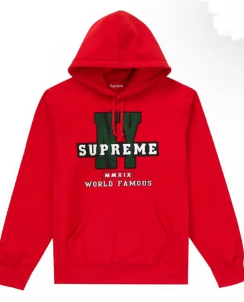 Sweat shirt à capuche à capuche SUPREME NY MMXIX homme coton rouge