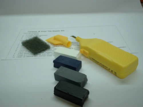 1 x Ceramic & Vinyl Tile Repair Kit – Black, White, Blue And Any Shade Of Grey.