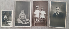 Lot 4 photos anciennes N&B - enfant au landau, bébé, fillettes, portrait homme