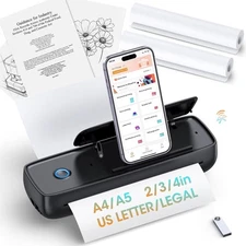 A81 Portable Printer Wireless 8.5x11 US Letter/A4 Thermal Paper Inkless *NEW*