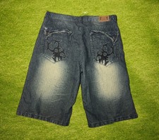 Vintage Y2K Jean Shorts Size 38 Baggy 2000s Southpole Style Dark Wash