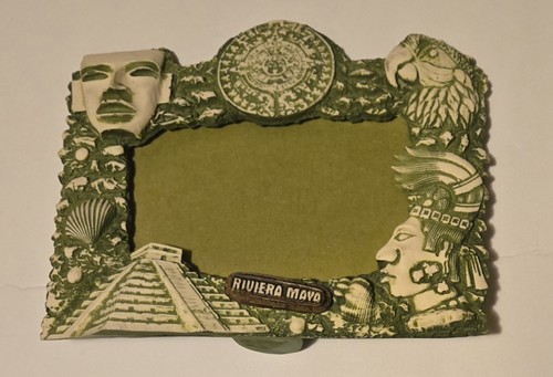 Riviera Maya Souvenir Photo Frame Mayan Pyramid Calendar Mexico
