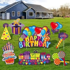 8 Pack Happy Birthday Yard Signs Lawn sign Balloons Yard Sign Colorful Balloon