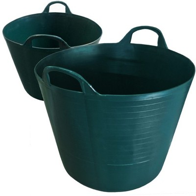 2er PACK 42L GRÜN FLEXI WANNE / AUFBEWAHRUNG / TRUG / GARTEN / PFERD / EIMER