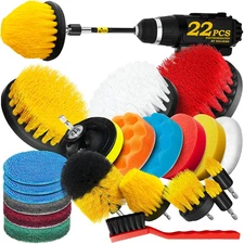 22Pack Drill Brush Attachments Set,Scrub Pads & Sponge, Buffing Pads,Power Scrub