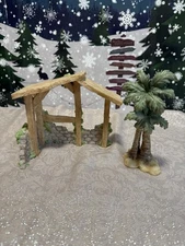 Seraphim Classics Heaven on Earth Nativity Stable and palm tree only - used