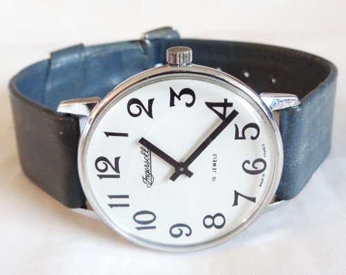 Montre Vintage Ingersoll à Remontage Manuel - Classique, Cadran Doré, Bracelet Cuir