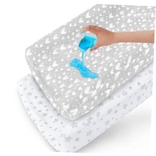 Waterproof Changing Pad Cover 2 Pack, 100 Cotton Change Table Cover Sheets,