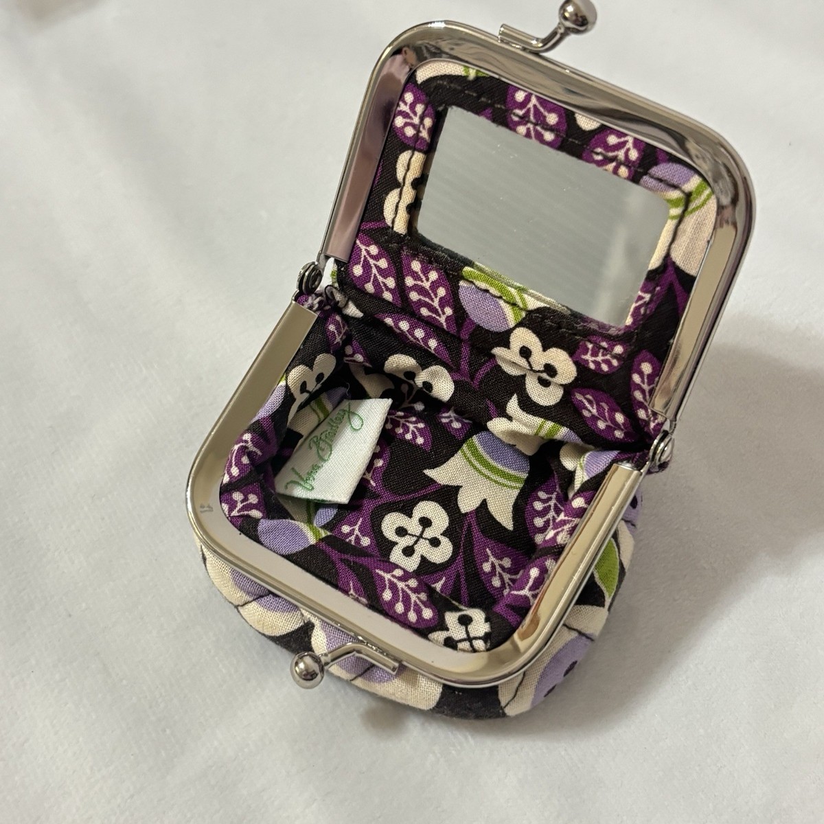 Vera Bradley LIPSTICK MIRROR CASE Kiss Lock Coin Purse Floral