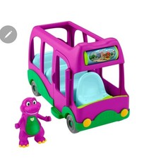 Fisher Price Barneys World Adventure Bus Push Along Toy and Barney Figure New