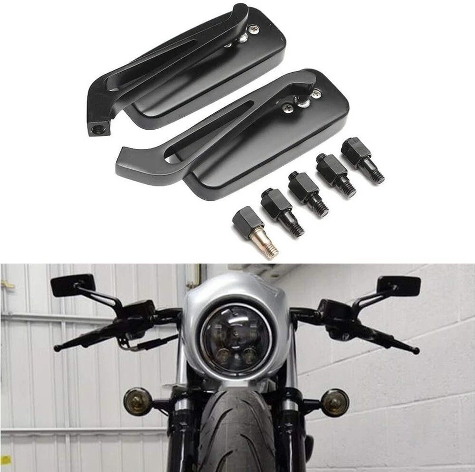 Espejos retrovisores laterales rectangulares negros para motocicleta Suzuki Boulevard VZR1800 Foto 4 de 4