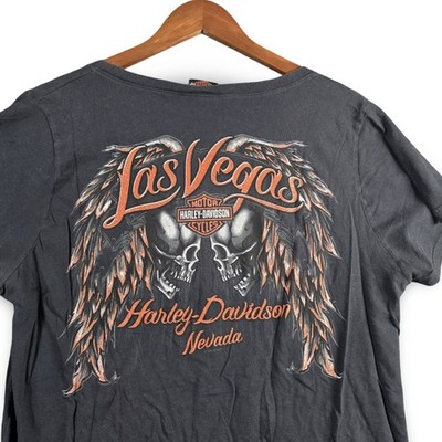 Harley-Davidson Las Vegas Nevada Eagle Skull Womens XL V-Neck T-Shirt Motorcycle