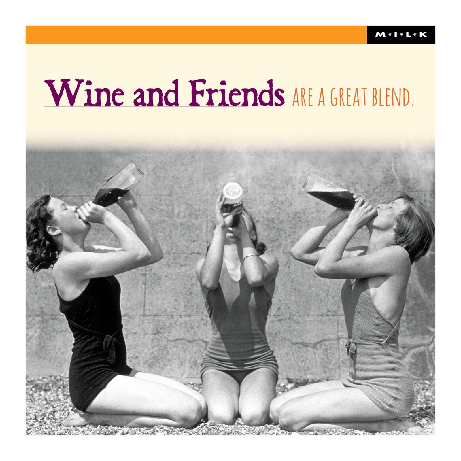 Greeting Card Birthday Blank Funny Friend Female M.I.L.K Wine A Great Blend