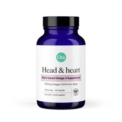 Ora Organic Vegan Omega 3 Supplement  500mg DHA for Brain, Eye, and Heart Hea...