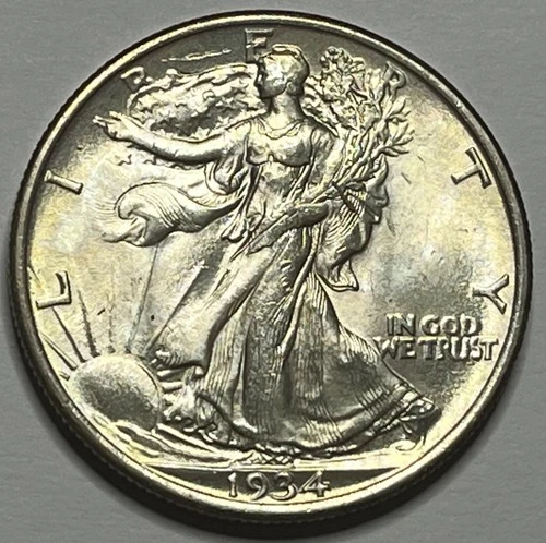 1934-P Walking Liberty Half Dollar; Higher Grade 50C; Looks Uncirculated
