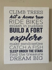 Inspirational Wood Wall Sign for Kids, Hanging D cor, White Black, Playroom