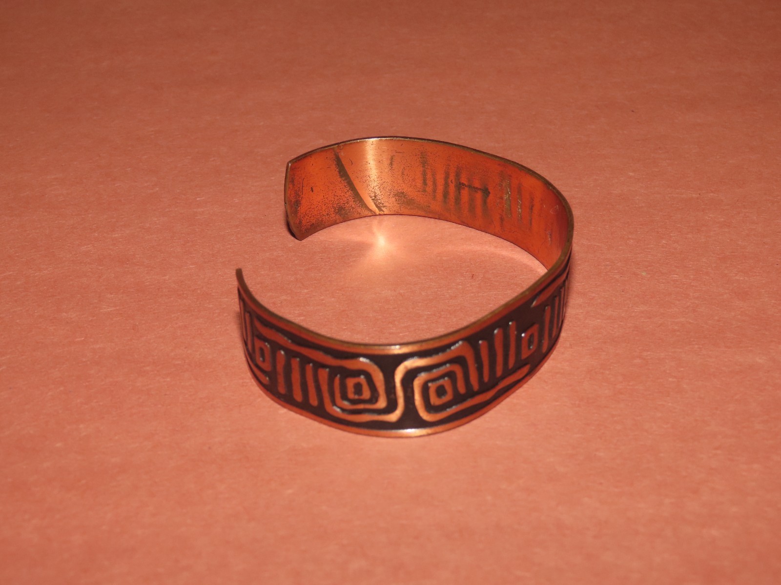 7" MID-CENTURY SOLID COPPER CUFF BRACELET SPIRAL … - image 2