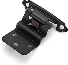 3/8" Inset Matte Black Cabinet Hinge, Self Closing Hinges for Kitchen/Bathroom