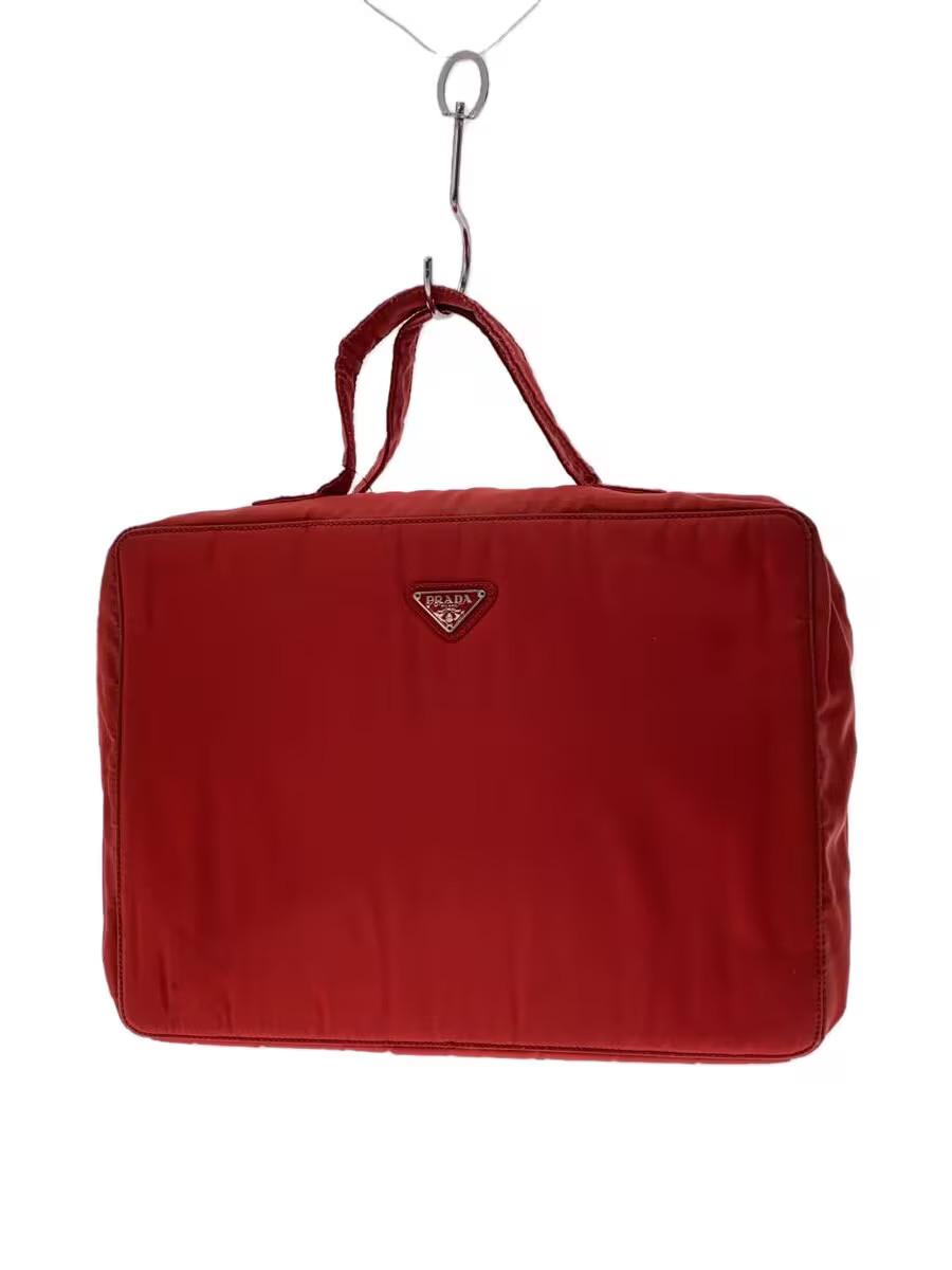 PRADA Handbag Nylon RED Solid Authentic Rare Exce… - image 1