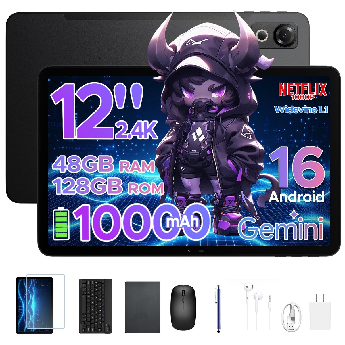 AORLYM P12 Android 16 Tablet 48GB+128GB 10000mAh WiFi 5 Widevine