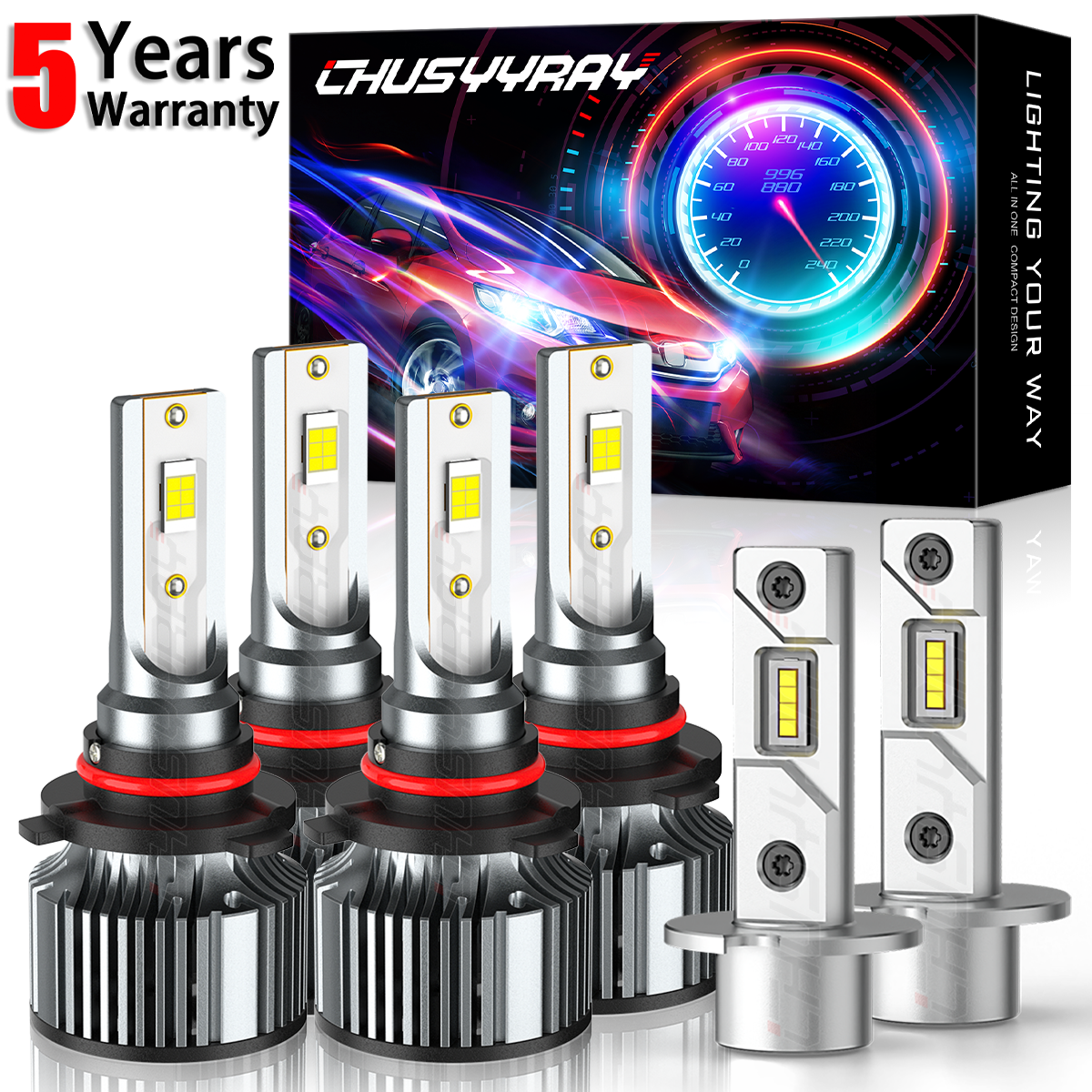 For Mitsubishi Diamante 1995-2003 Front LED Headlight +Fog Light Bulbs Combo Kit