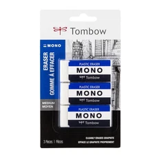 Tombow 57324 MONO Eraser, White, Medium, 3-Pack. Cleanly Removes Marks Without D