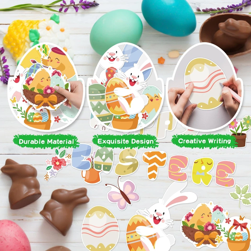 Happy Easter Bulletin Board Set, Easter Spring Time Bulletin Board Classroom ... - Image 3 of 4