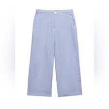 NWT Polo Ralph Lauren Girls Seersucker Wide Leg Cotton Pants Preppy Classic