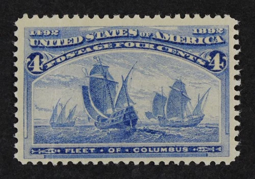 CKStamps: US Stamps Collection Scott#233 4c Columbian Mint NH OG Lightly Crease