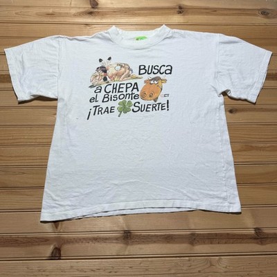 Vintage 1994 Busca A Chepa El Bisonte Trae Suerte Spanish Graphic T-Shirt - XL