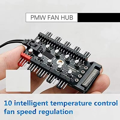 PWM Lüfter Hub 10-Port 4-Pin SATA Power   PC Fan Splitter Verteiler