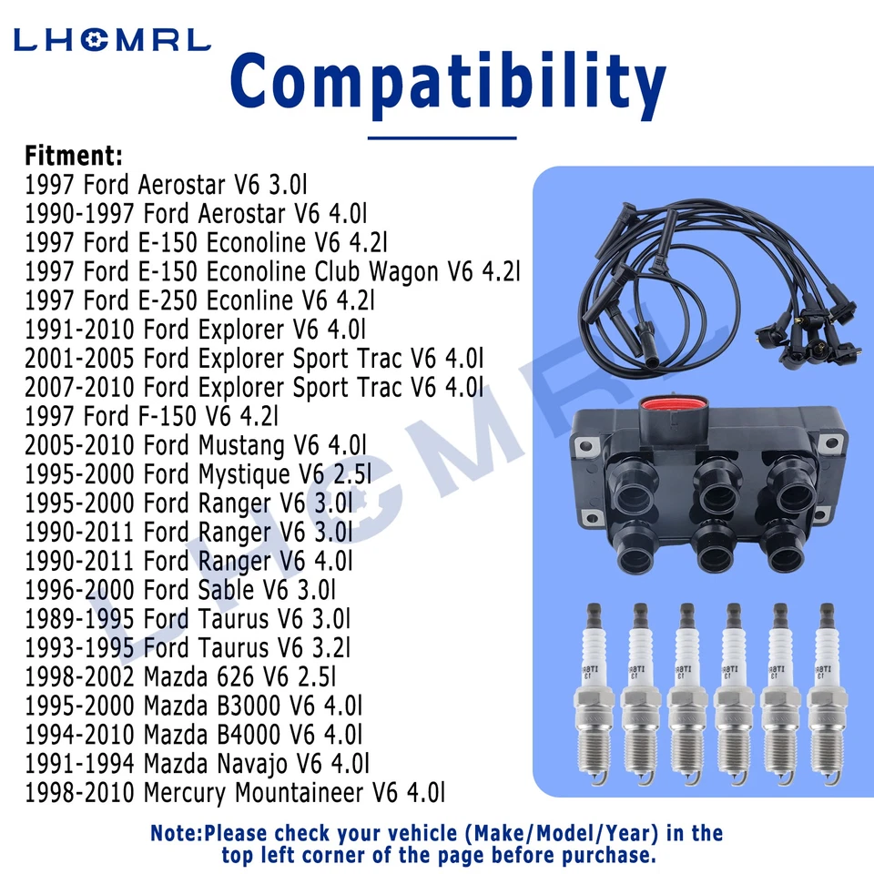 Ignition Coil & 6 Spark plug & 6 wire FD480 For Ford Explorer Sport Trac V6 4.0L - Image 4 of 4