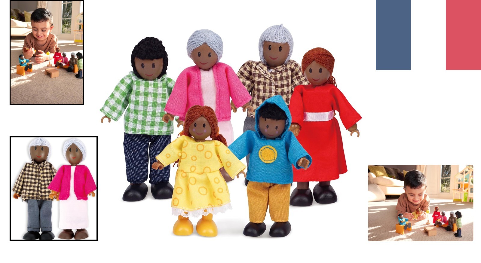 Figurines en bois Hape Famille Afro-Américaine pour partager des moments de complicité