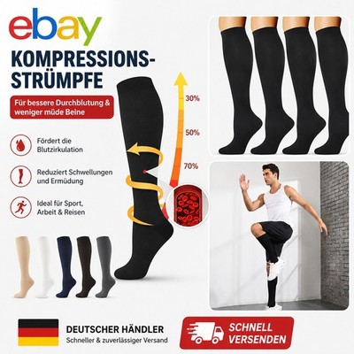 Kompressionsstrümpfe Kniestrümpfe Stützstrümpfe Sport Reise Medizin Unisex 1paar