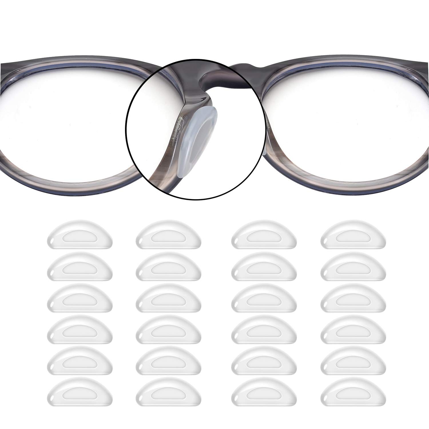 SMARTTOP 1.0mm Eyeglass Nose Pads 20 Pairs Stick On Silicone Anti-Slip Adhesive