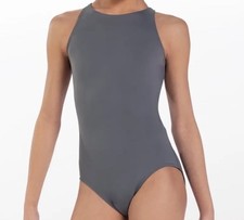 Weissman NWT Grey Crisscross Back Tank Ballet Dance Leotard 14055 LA