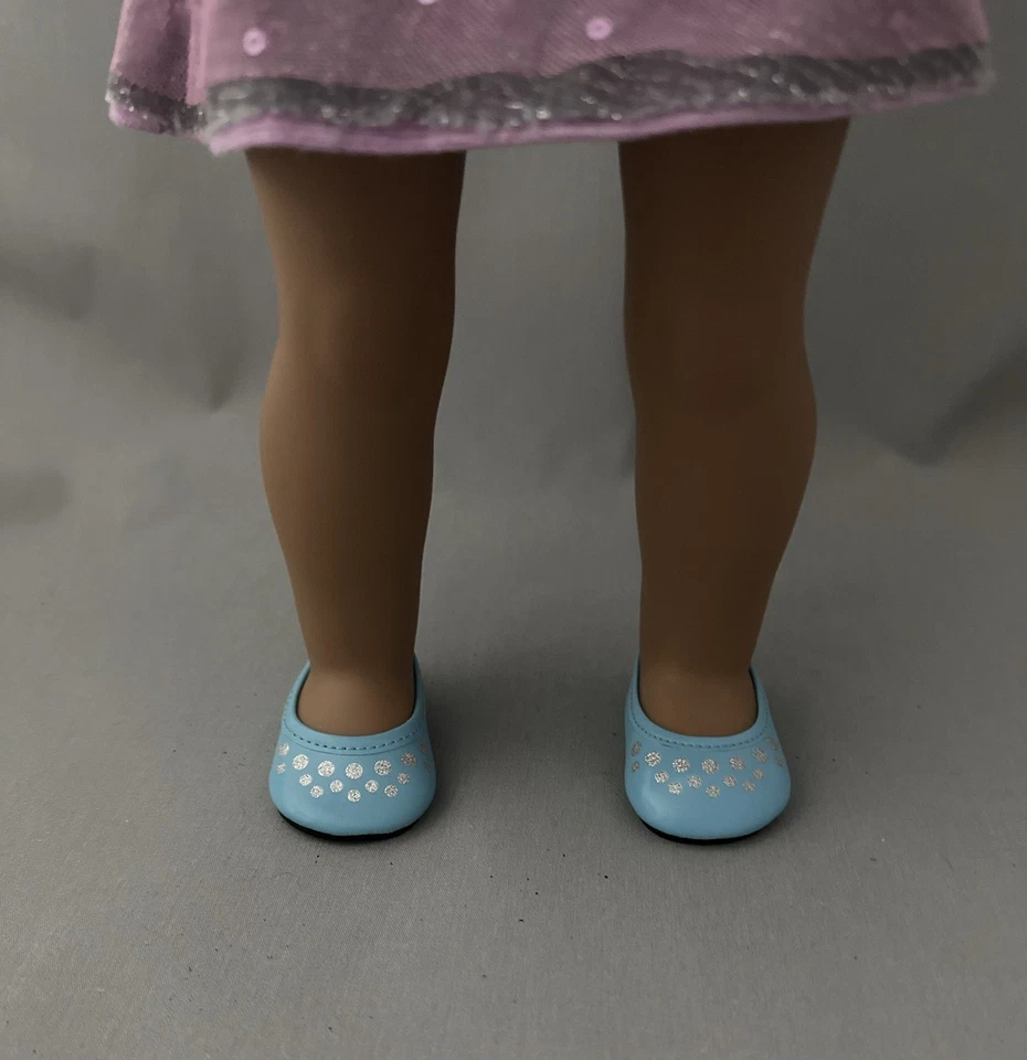 American Girl Truly Me No43 б/у в отличном состоянии каштановые волосы карие глаза сиреневый наряд для встречи с обувью - Изображение 4 из 4