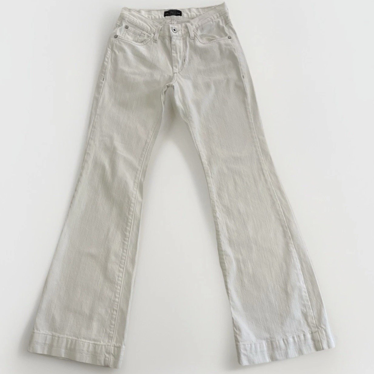 Pants 27 Denim Bootcut Flare Low Rise White Wide Western $19
