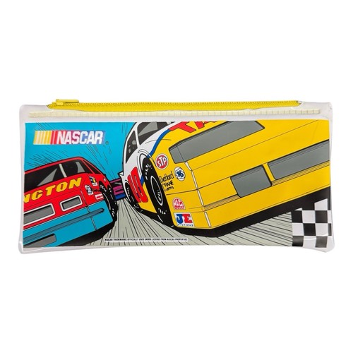 NASCAR Pencil Case Bag 1990s Vintage Vinyl Zipper - Picture 1 of 3