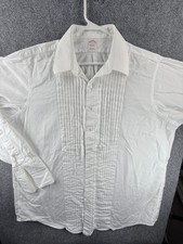 Brooks Brothers Formal Traditional 18 37 French Cuff Cotton White Button Up Men