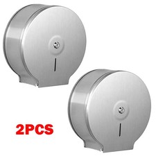2Pc Industrial Stainless Steel Toilet Paper Roll Dispenser Wall Mounted With Key