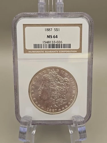1887 Morgan Silver Dollar $1 - NGC MS 64