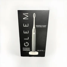 GLEEM Rechargeable Electric Toothbrush Slate + Timer + 2 Modes + Travel Case NIB