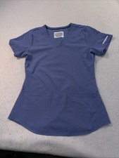Skechers by Barco Women's 3-Pocket STRETCH V-Neck Scrub Top XS Ceil Blue