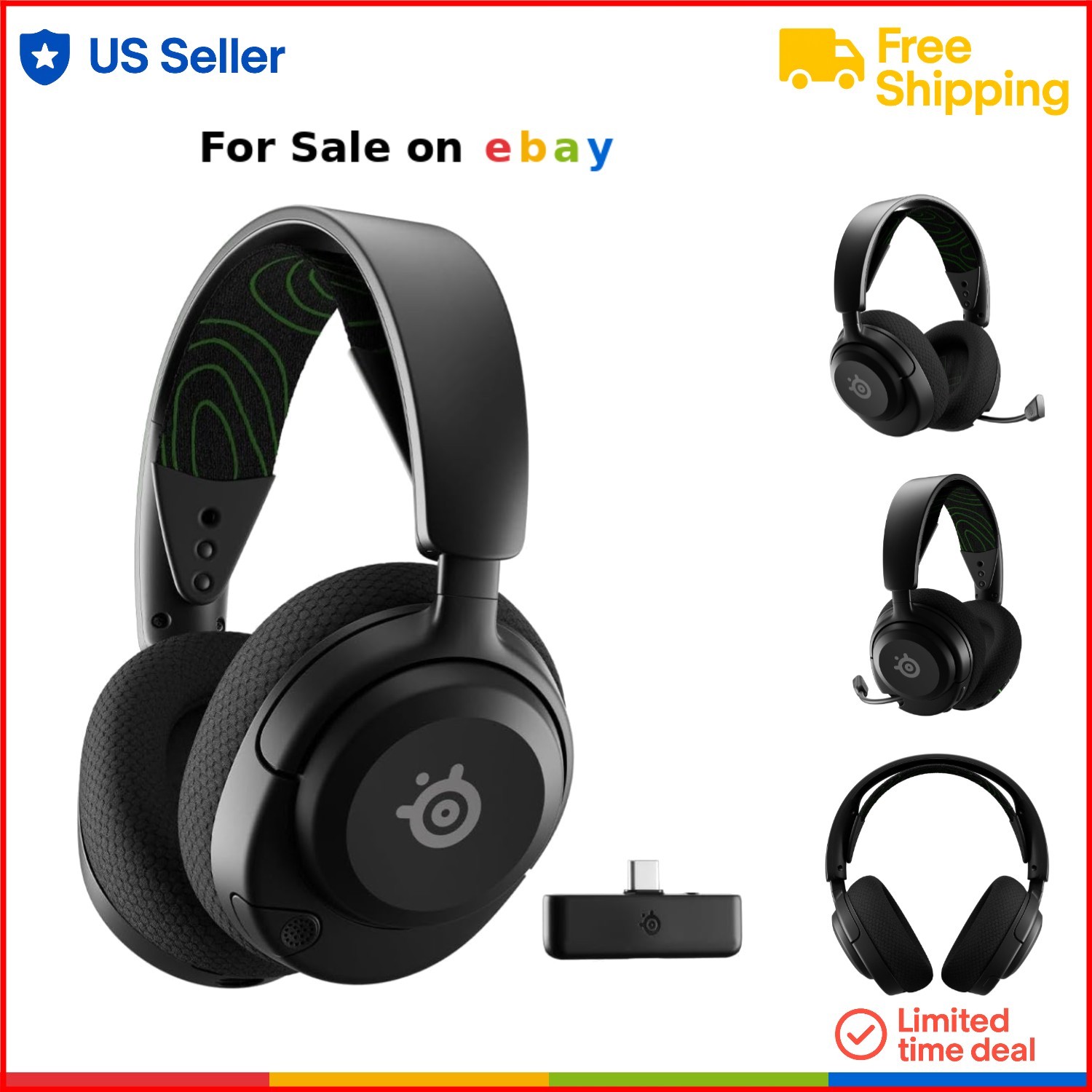 Wireless Gaming Headset Neodymium Drivers 60H Battery Multi-Platform